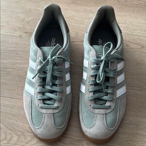 Adidas Mint Green and White Low-Top Sneakers